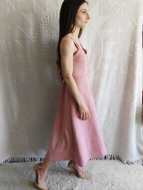 Stay Calm Stay Kawaii | Blush Pink Velour Midi Dress | S | Cottagecore Coquette